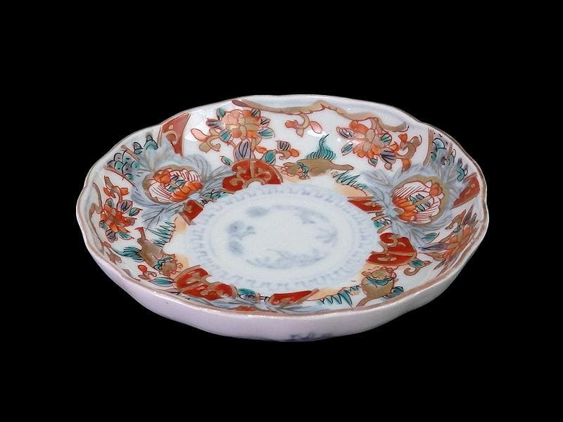 古伊万里　色絵　窓絵 獅子に花の図　４寸皿　５枚　C205AS-CVw