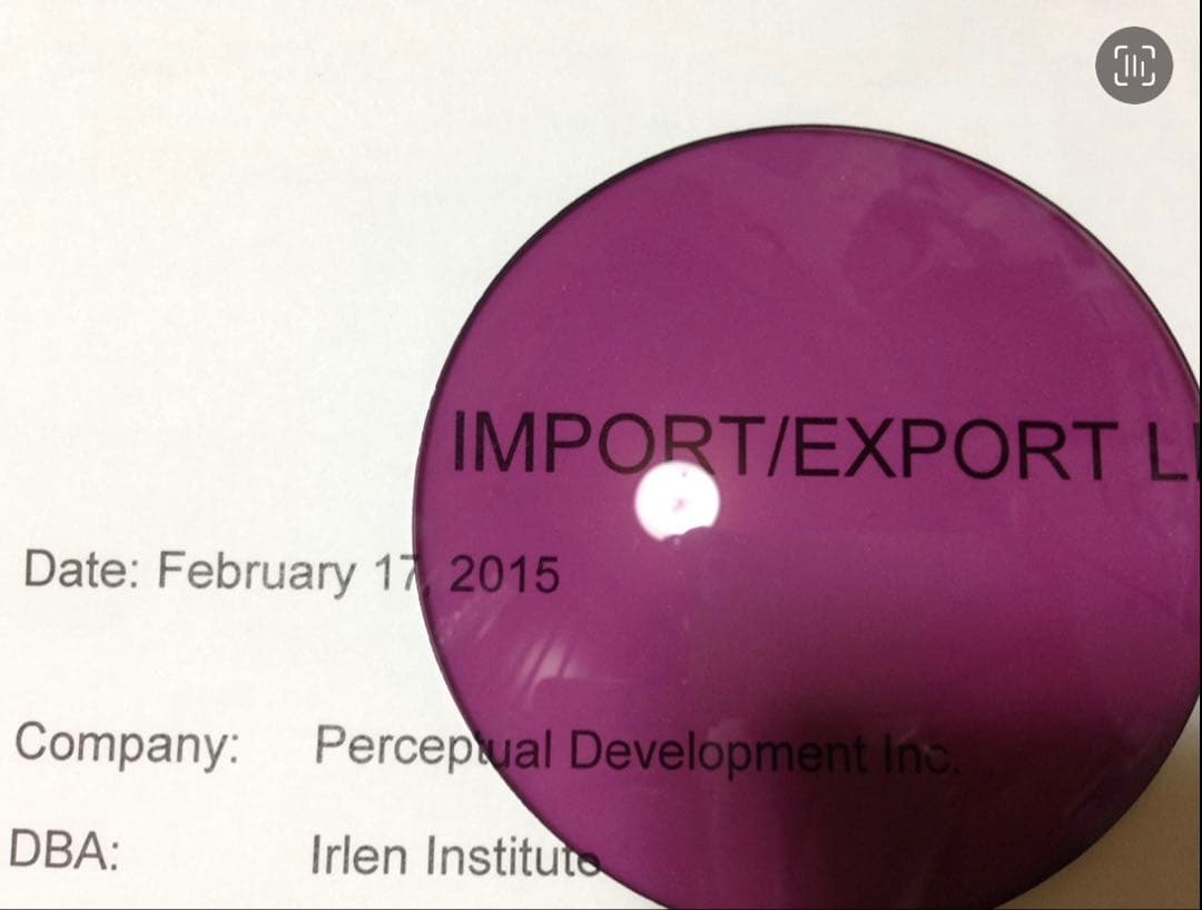 アーレンレンズ 1組 未使用 未加工 紫 パープル 特注 度なしレンズ　光過敏