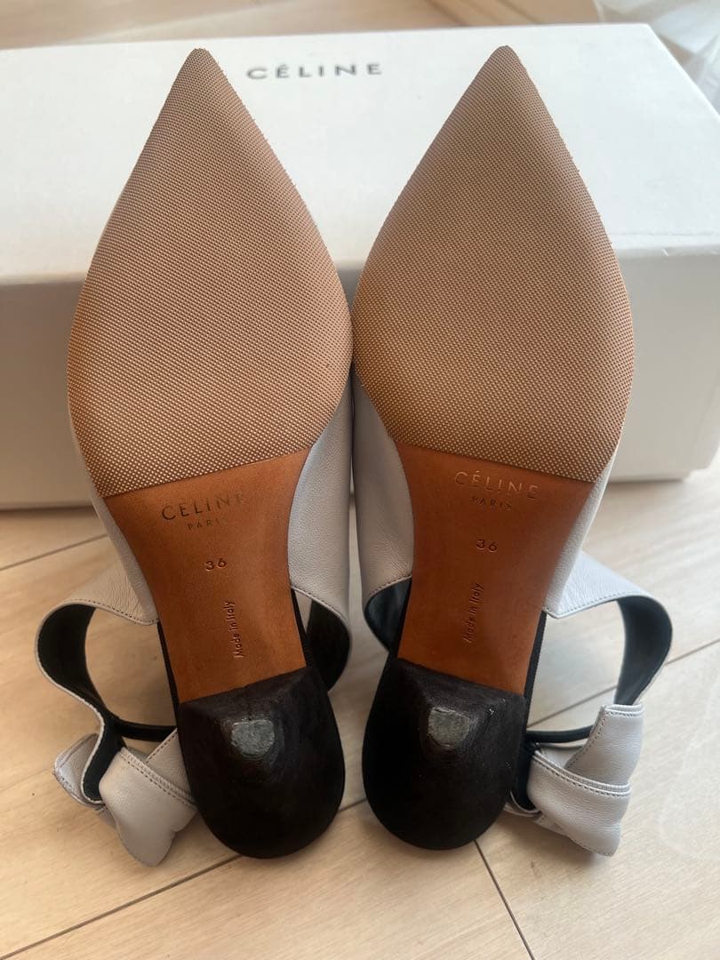 セリーヌ レザー ミュール　グレー　36サイズ