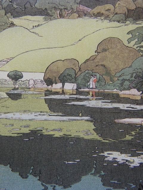 吉田博、植物園の睡蓮、希少な額装用画集より、新品高級額装付、状態良好