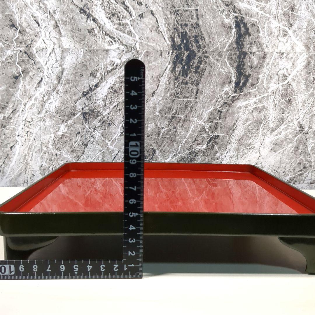 木製 漆器 緑内朱 脚付会席膳 10客セット 江戸時代後期 骨董品 黒漆木箱付き