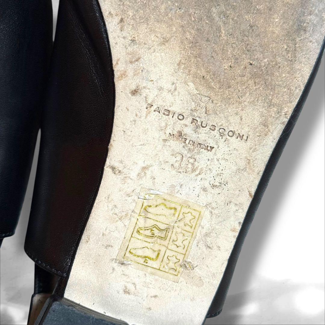 ファビオルスコーニ　ポインテッドトゥ　メリージェーン　レザー　ブラック　23㎝