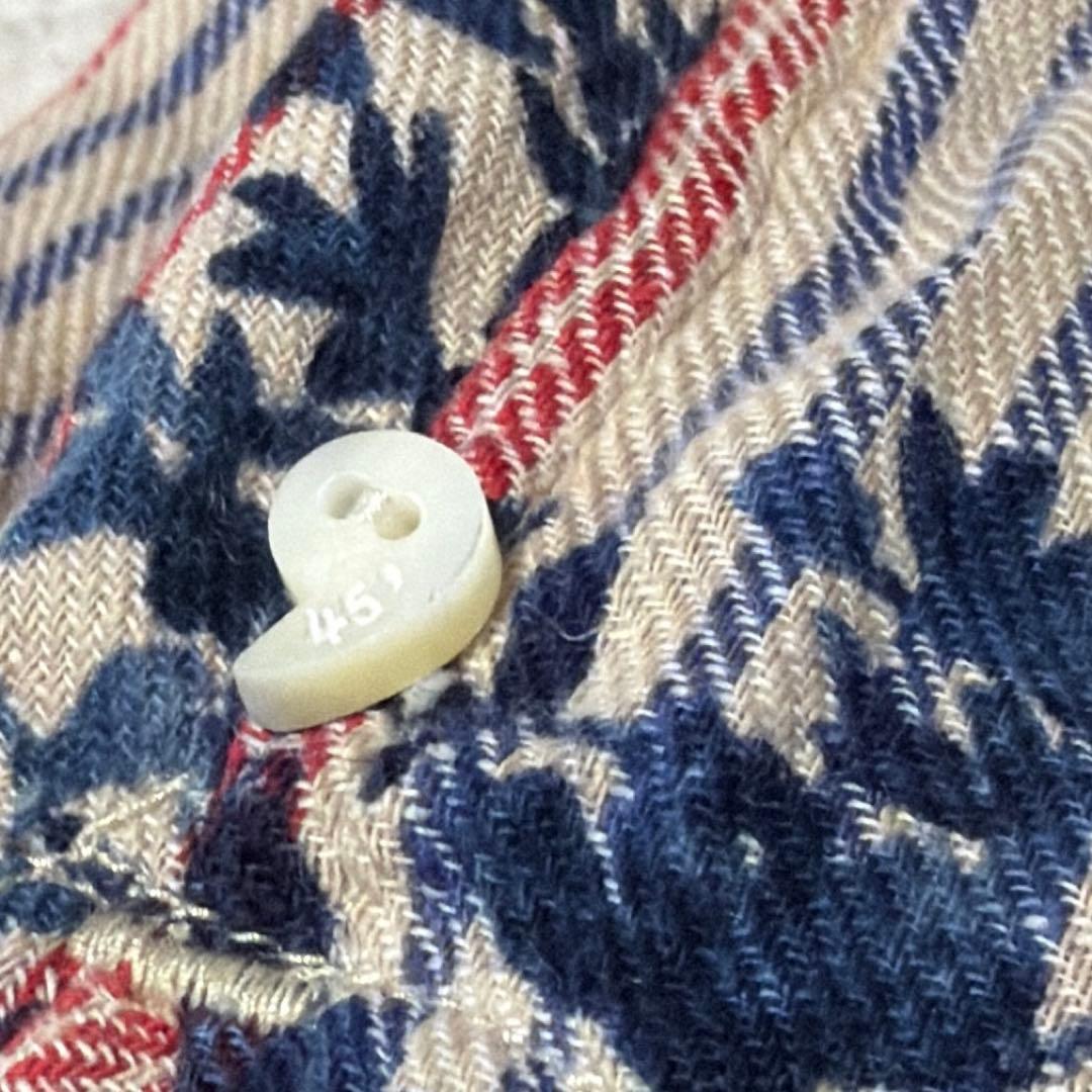 45R ラッフルフリル コットンブラウス 長袖シャツ ボタニカル 花柄