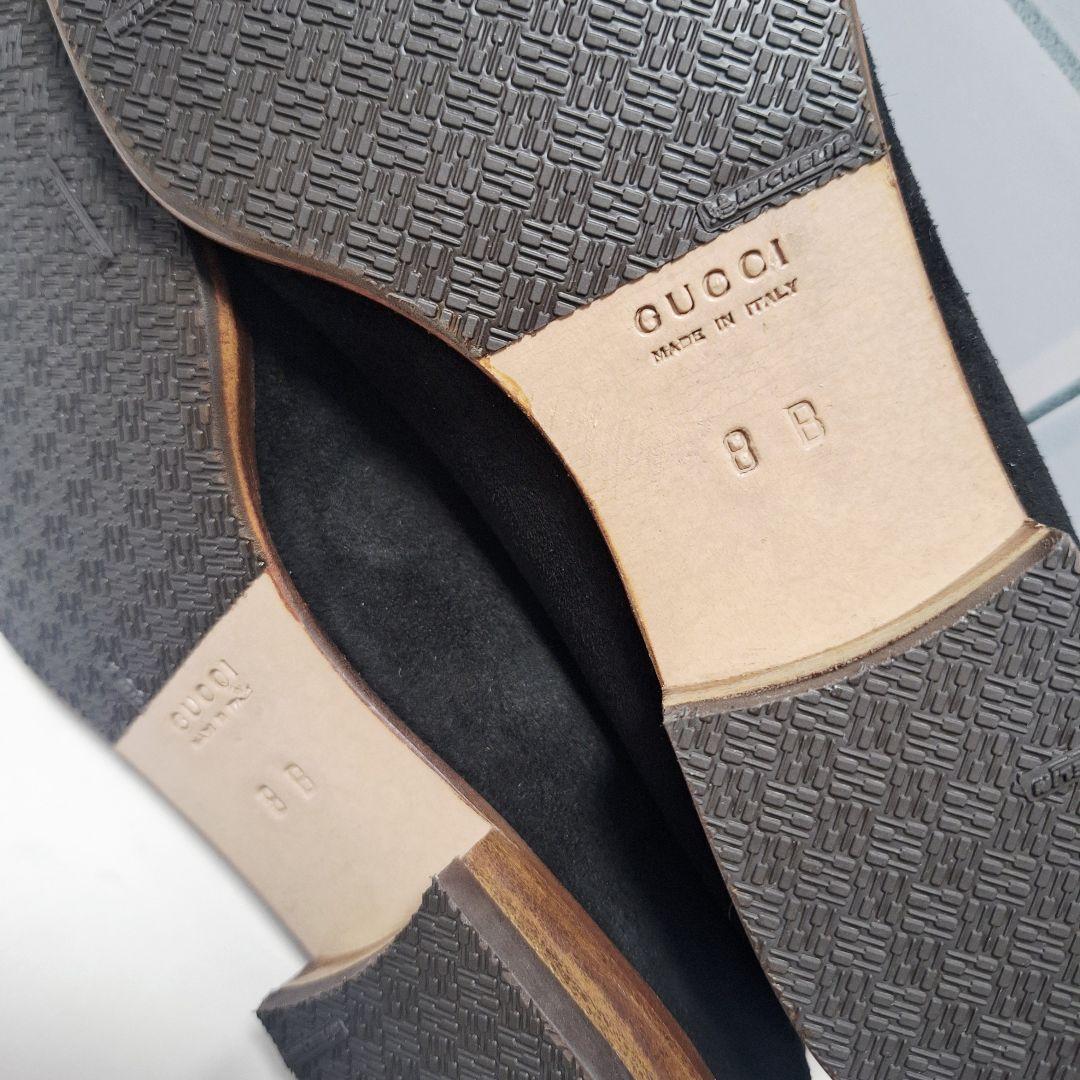 【良品】 GUCCI グッチ バンブービット ローファー 25 スエード 黒