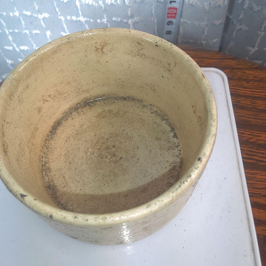 骨董６ベージュ 陶器 円形容器