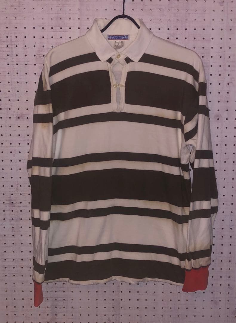 good enough ラグビーシャツ　ブラック×ホワイト×オレンジ