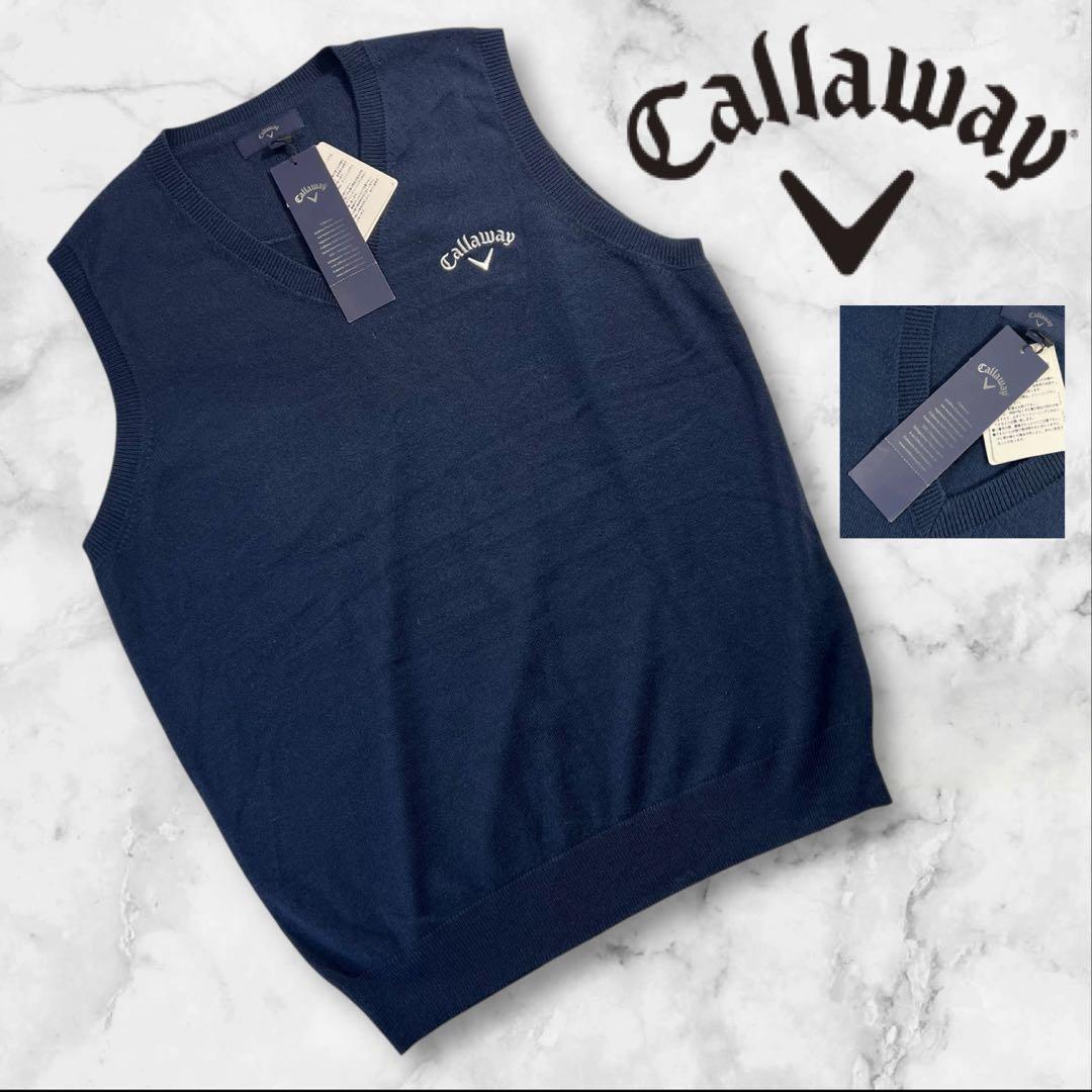 新品 Callaway ゲームニットベスト サイズ3L/2XL相当 ネイビー