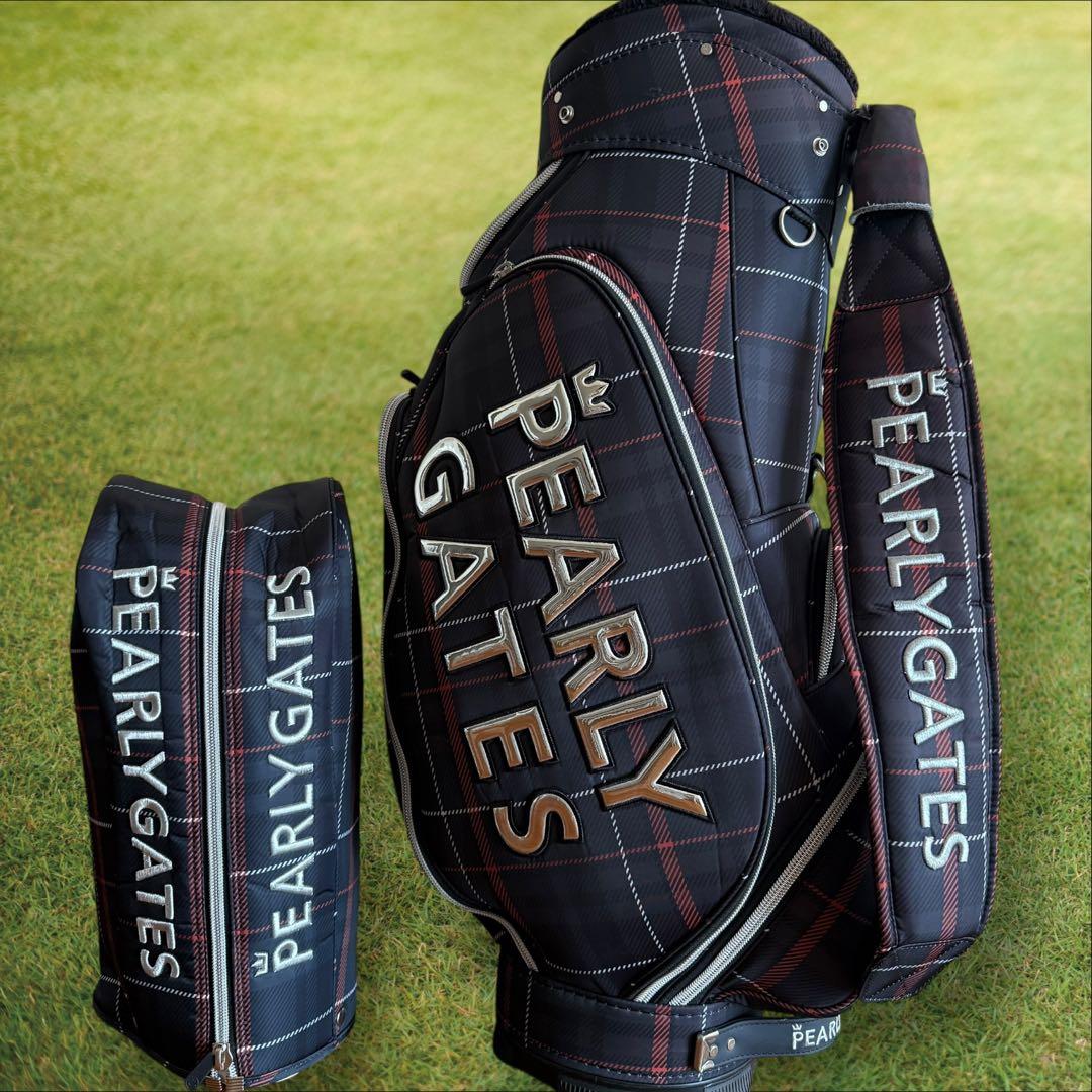 現行モデル　限定品　パーリーゲイツ　キャディバッグ　ノバチェック　ダークブラウン