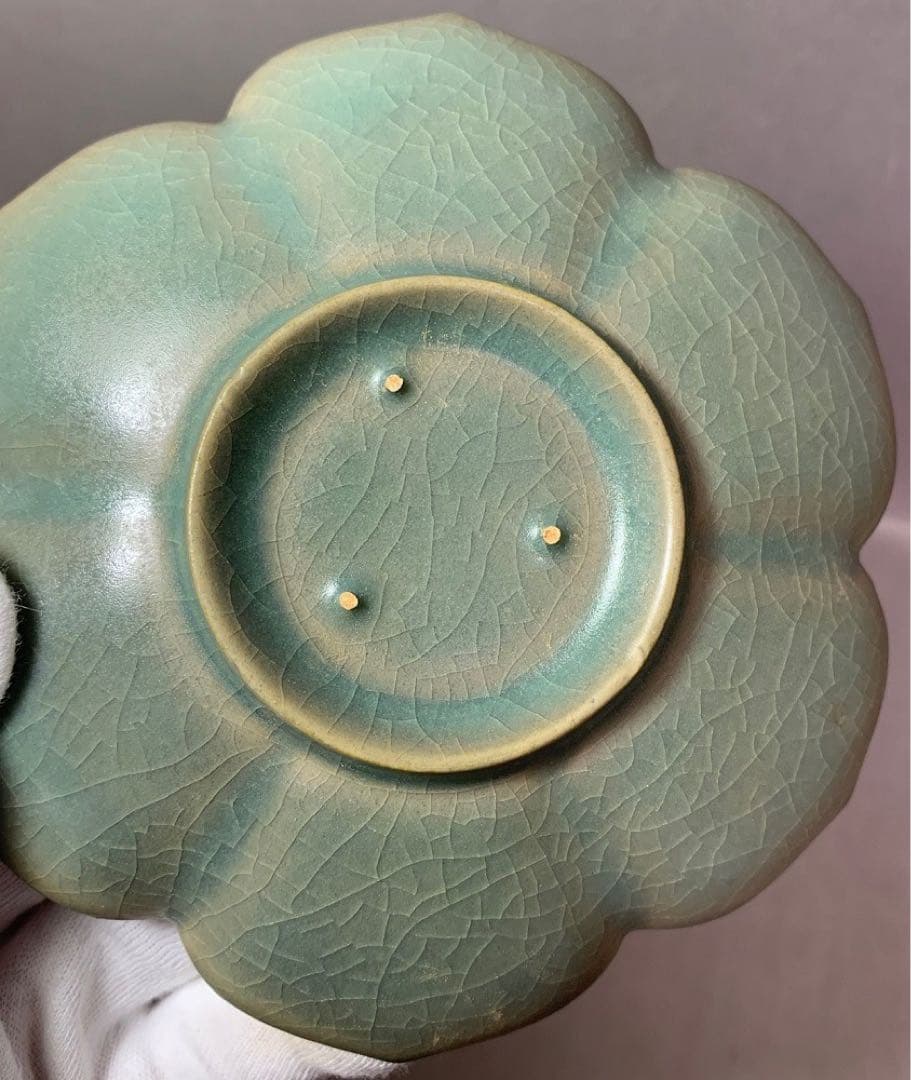 中国 六弁花形托付　龍手付花形碗　f2221203