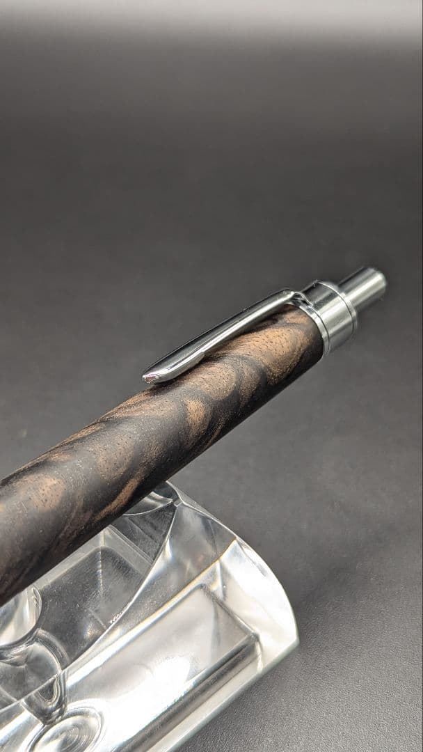 275ペン工房翌檜　極上　黒柿　孔雀杢　木軸シャーペン　木軸ボールペン