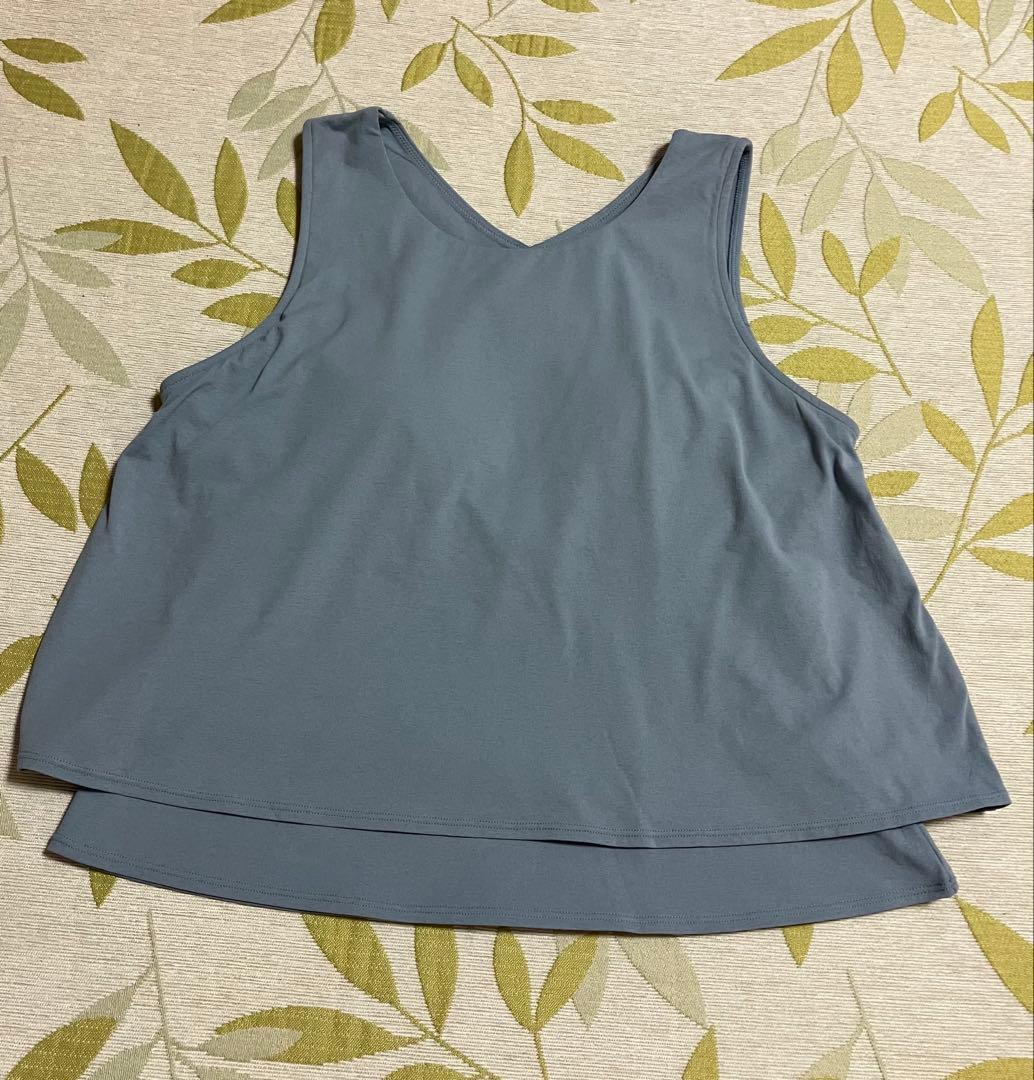 ★SUKALA★カップ付きフレアタンクトップ スモークブルー LL