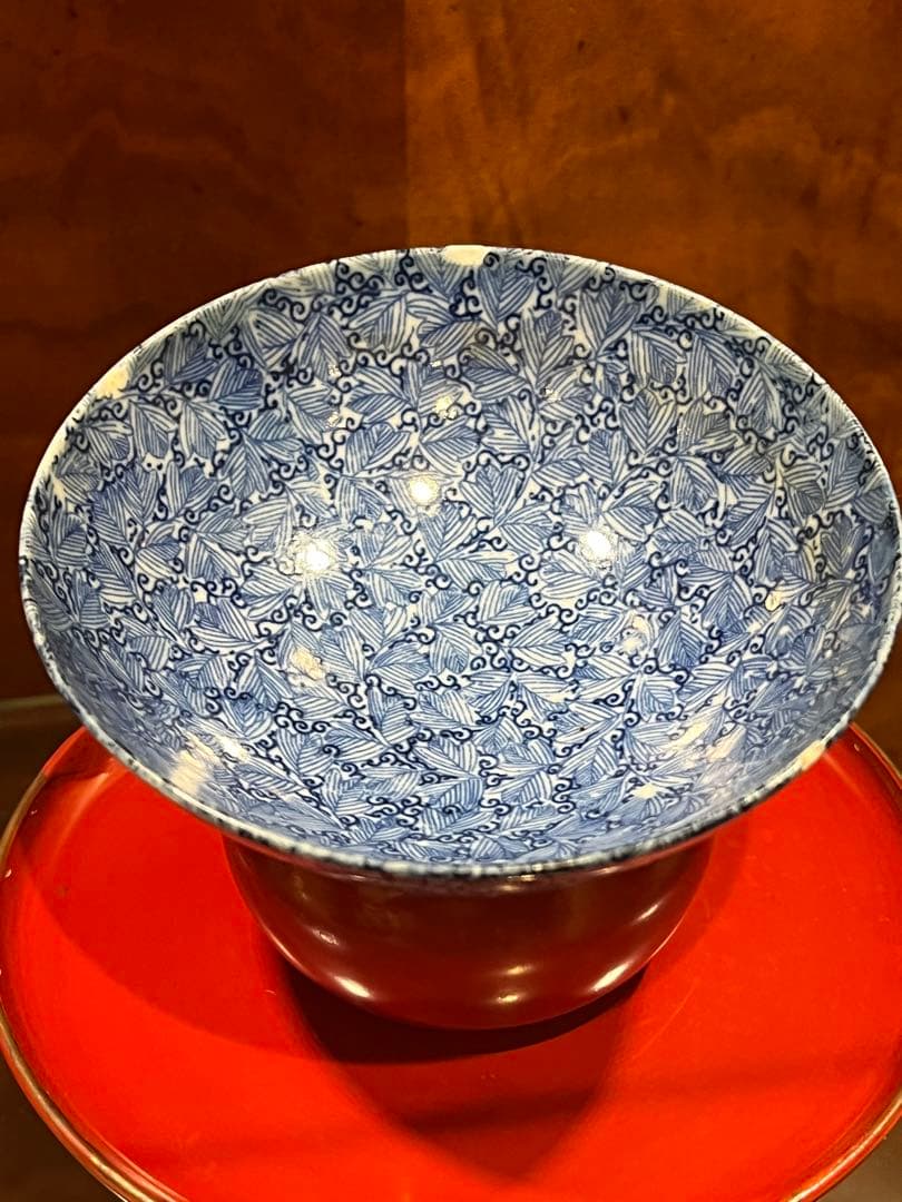 中国染付お碗東雲堂製明治？日本製お茶碗名品アンティーク唐物古美術品骨董江戸青磁