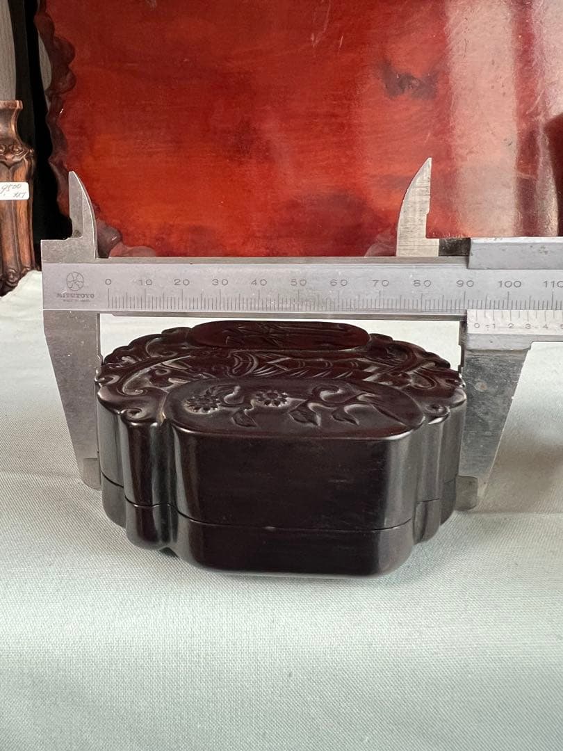 紫檀 唐木彫刻 中国古美術 香合
