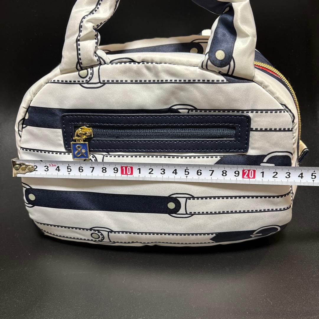 【新品未使用タグ付】and per se ファー付きストライプ柄バッグ