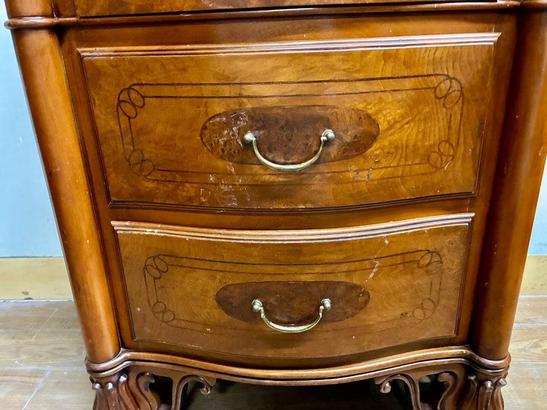 管453☆イタリア製☆アンティーク☆象嵌細工☆3段チェスト