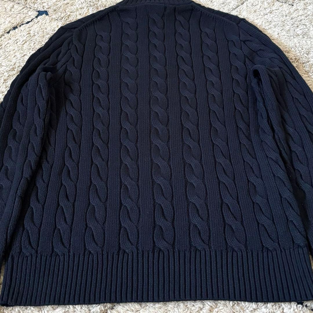 【希少✨】ポロラルフローレン　ケーブルニット　ハーフジップ　紺　大人気　刺繍　S