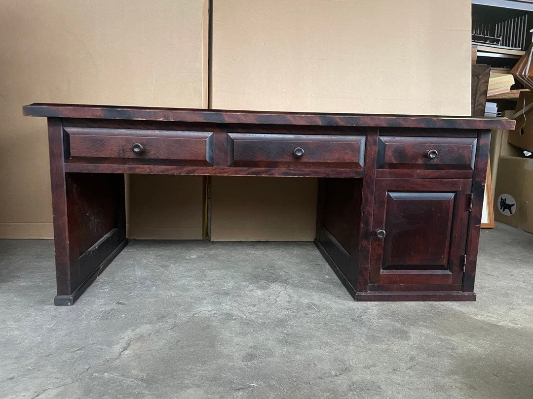 北海道民芸家具　書斎　 樺無垢材 座机/文机/帳場机/作業台/デスク/机　名あり