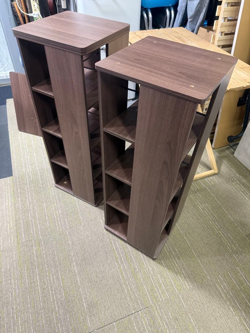 【美品】山善　回転本棚8段　コミックラック　DSRR-8(WL) ウォールナット