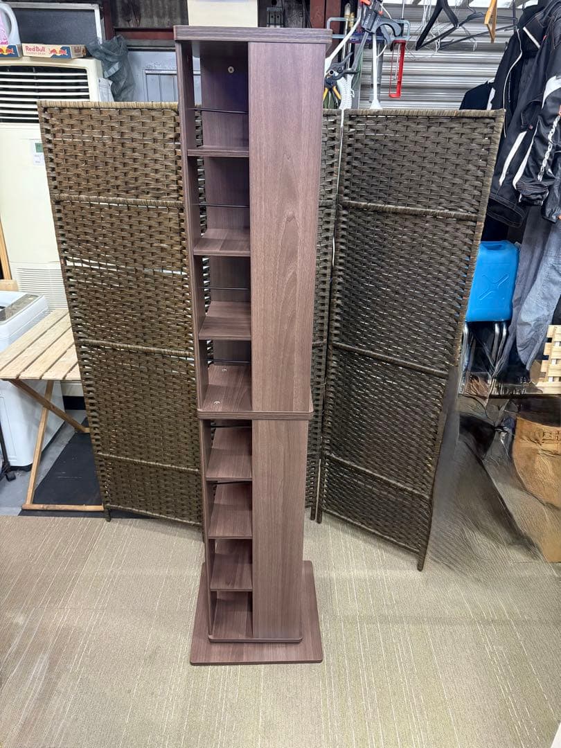 【美品】山善　回転本棚8段　コミックラック　DSRR-8(WL) ウォールナット