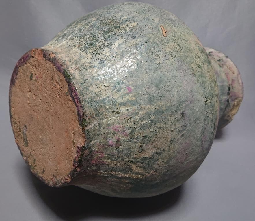 コレクター収集品　東漢時代　出土品　緑釉　大壷　高さ33.5cm