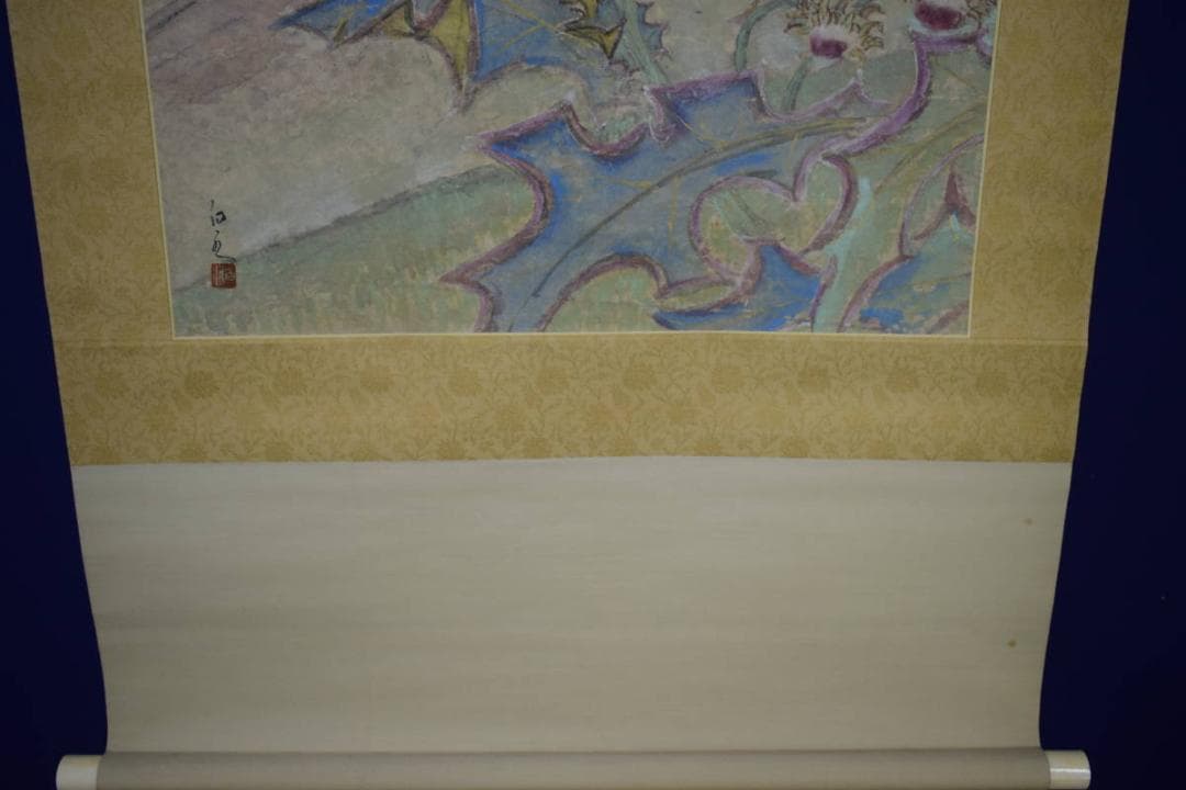 真作/白水/裾野の花/桐共箱付/布袋屋掛軸HH-520