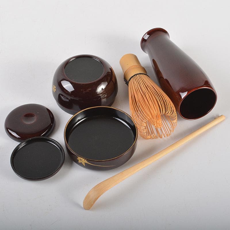 茶道具　溜塗　花筏蒔絵　茶箱　茶碗　棗など　八点　一式　V　R7073