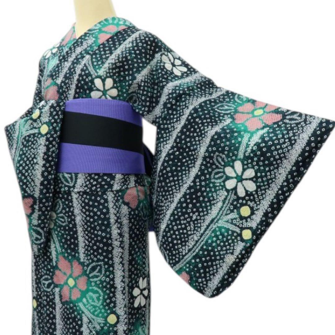 美品 有松鳴海絞り トールサイズ 高級浴衣 着物 A3411