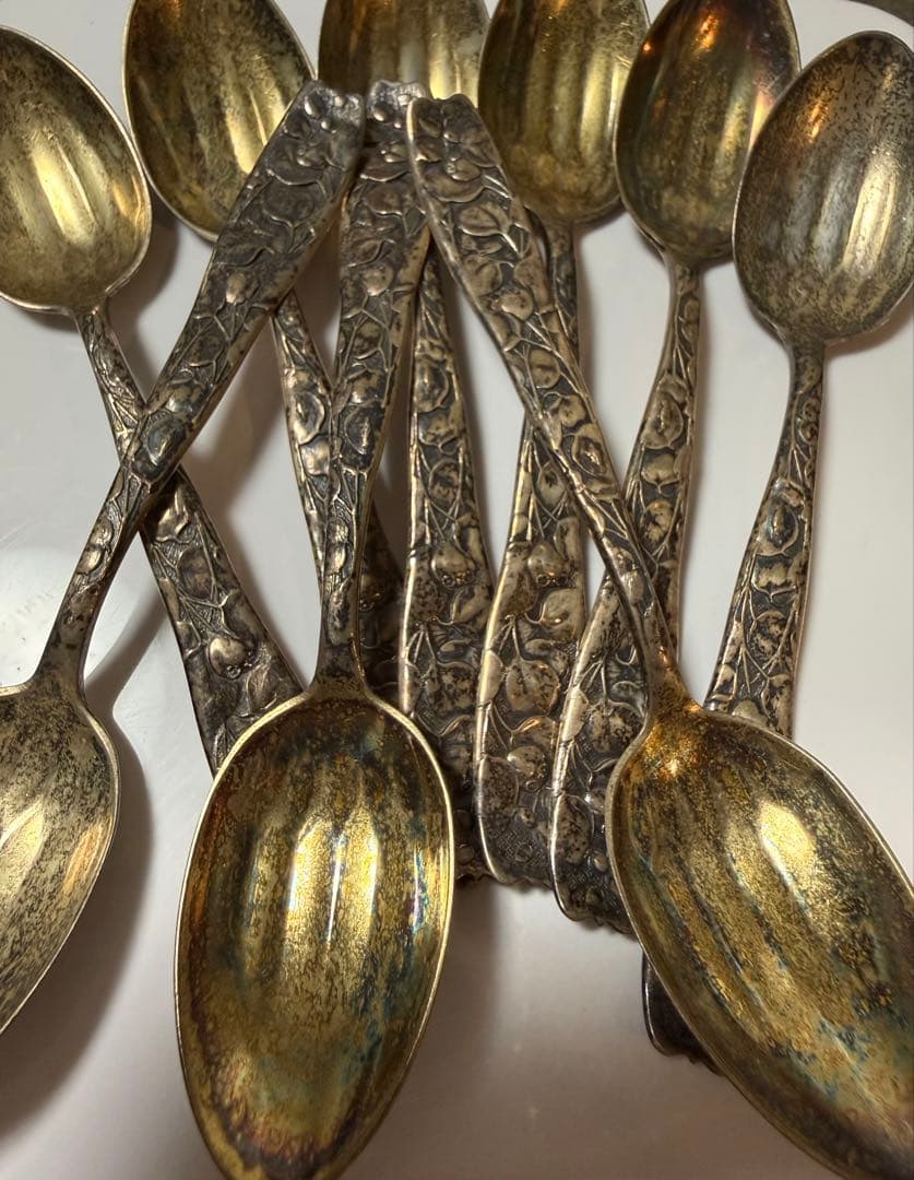 純銀刻印　アンティーク スプーン スターリングシルバー 純銀 8本