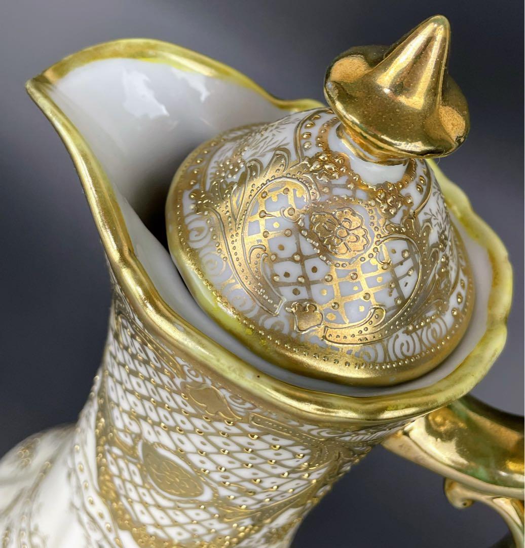 【大型31cm】オールドニッポン アールヌーボー様式 金盛り チョコレートポット