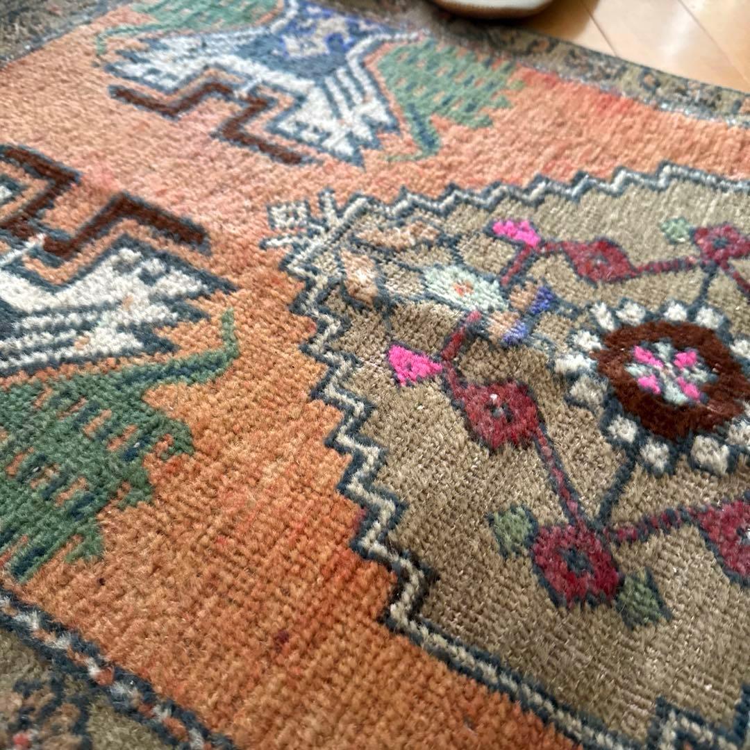 49.5×98 オレンジグラデーション　メダリオン　トルコヴィンテージラグ