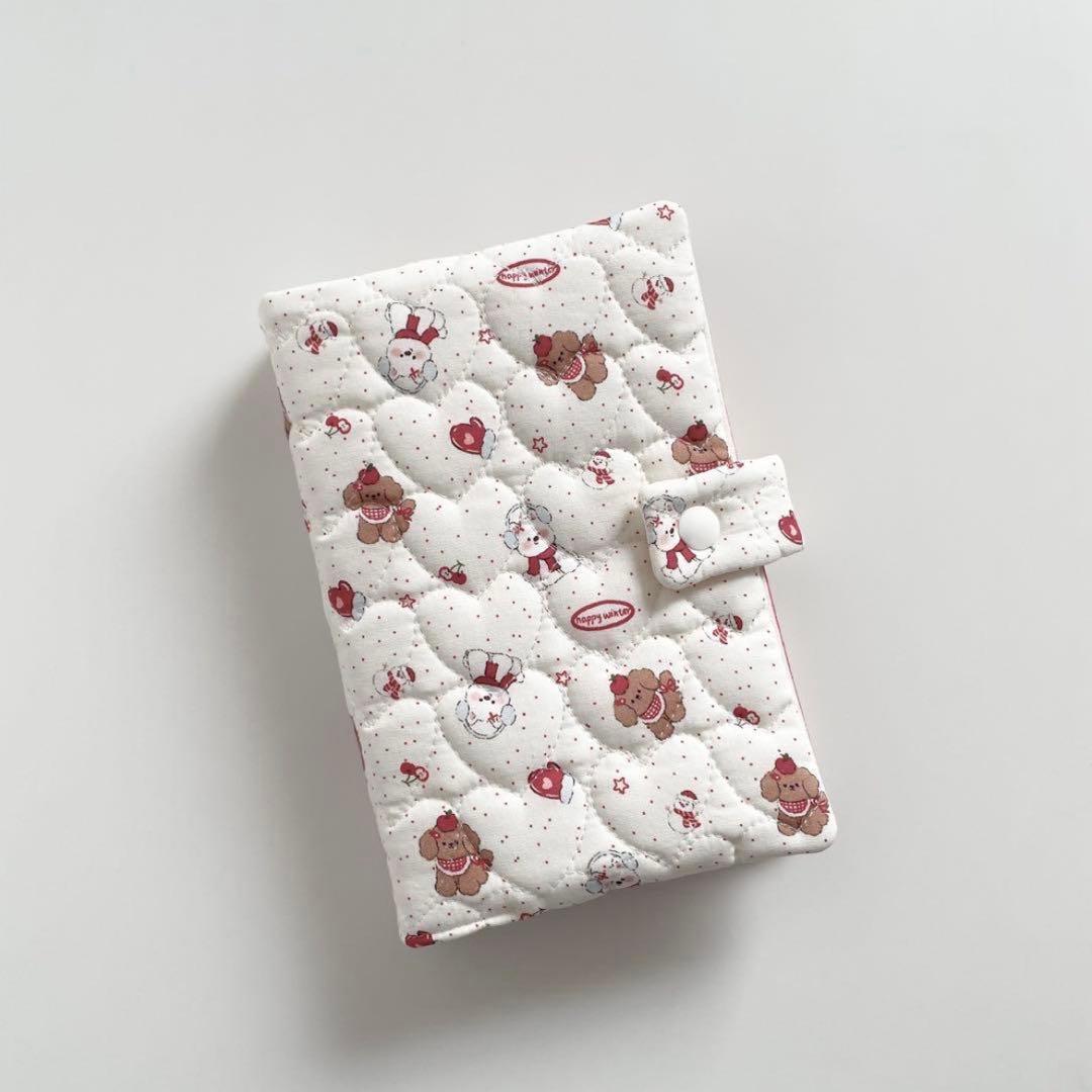 早い者勝ち　韓国　バインダー　カバー　貯金　現金管理　わんちゃん　赤　ストライプ