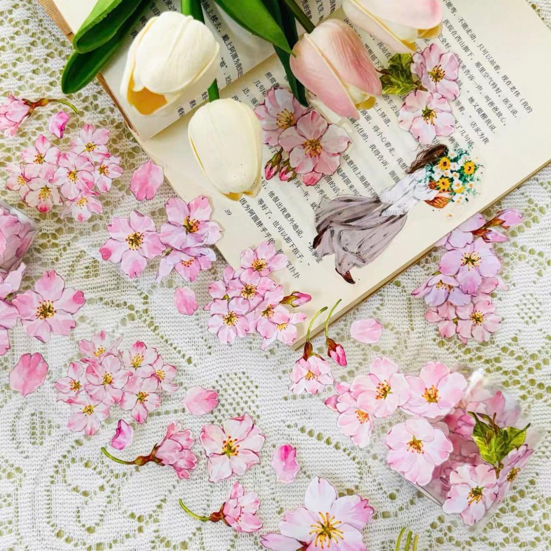 PET 初见 ダイカット加工 5.5cm×5m 海外マスキングテープ　桜