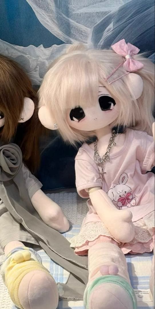 可愛いピンクのフリル付き人形　ハンドメイド　ドール　60cm ぬいぐるみ