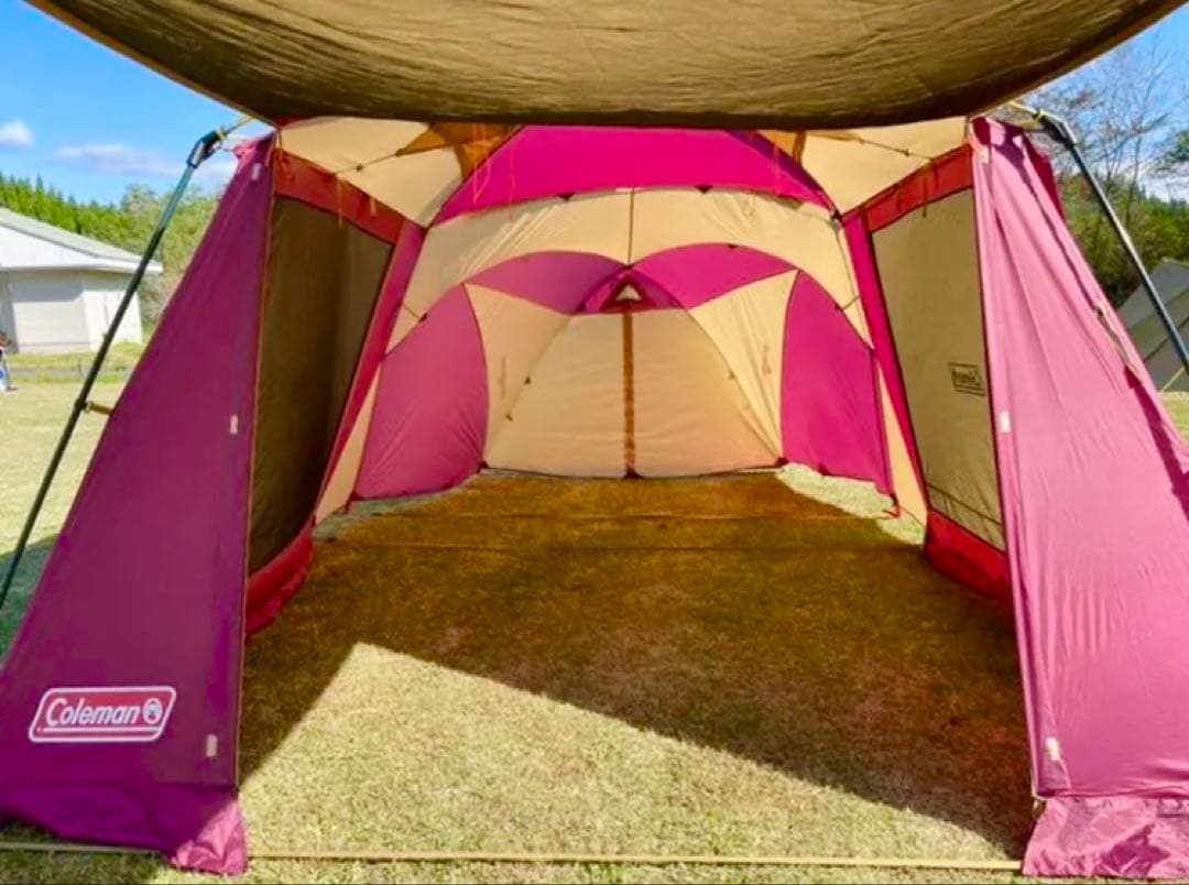 【極美品】コールマン テント ラウンドスクリーン2ルームハウスバーガンディ
