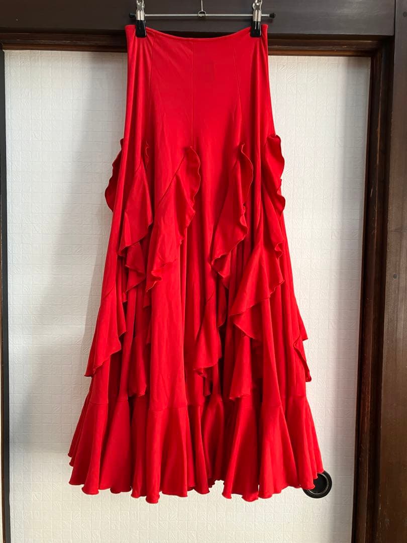 ソニアジョーンズ　フラメンコ　ファルダ　スカート　レッド　無地