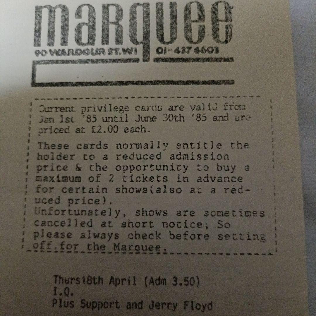 激レア Marquee 1985 特権チラシ マーキークラブ