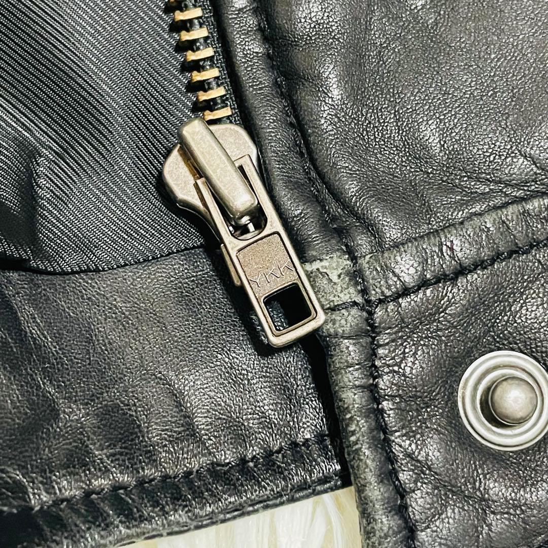 アヴィレックス　レザージャケット　シングルライダース　ラムレザー　ブラック