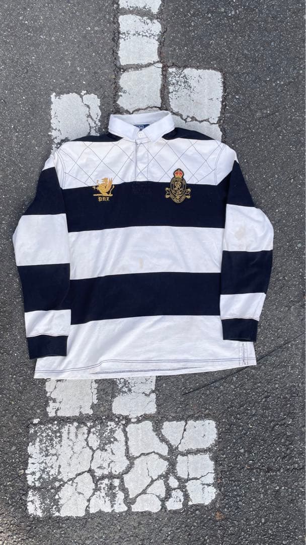 ラルフローレン　ボーダー　シャツ　ラガーシャツ　白黒