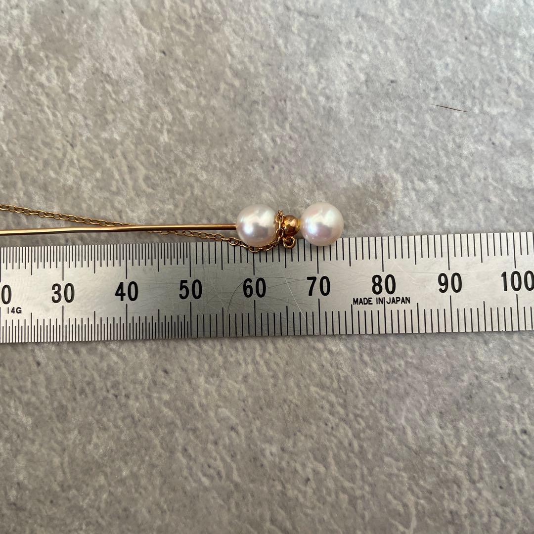 美品 MIKIMOTO ミキモト K14 パール2珠 ピンブローチ