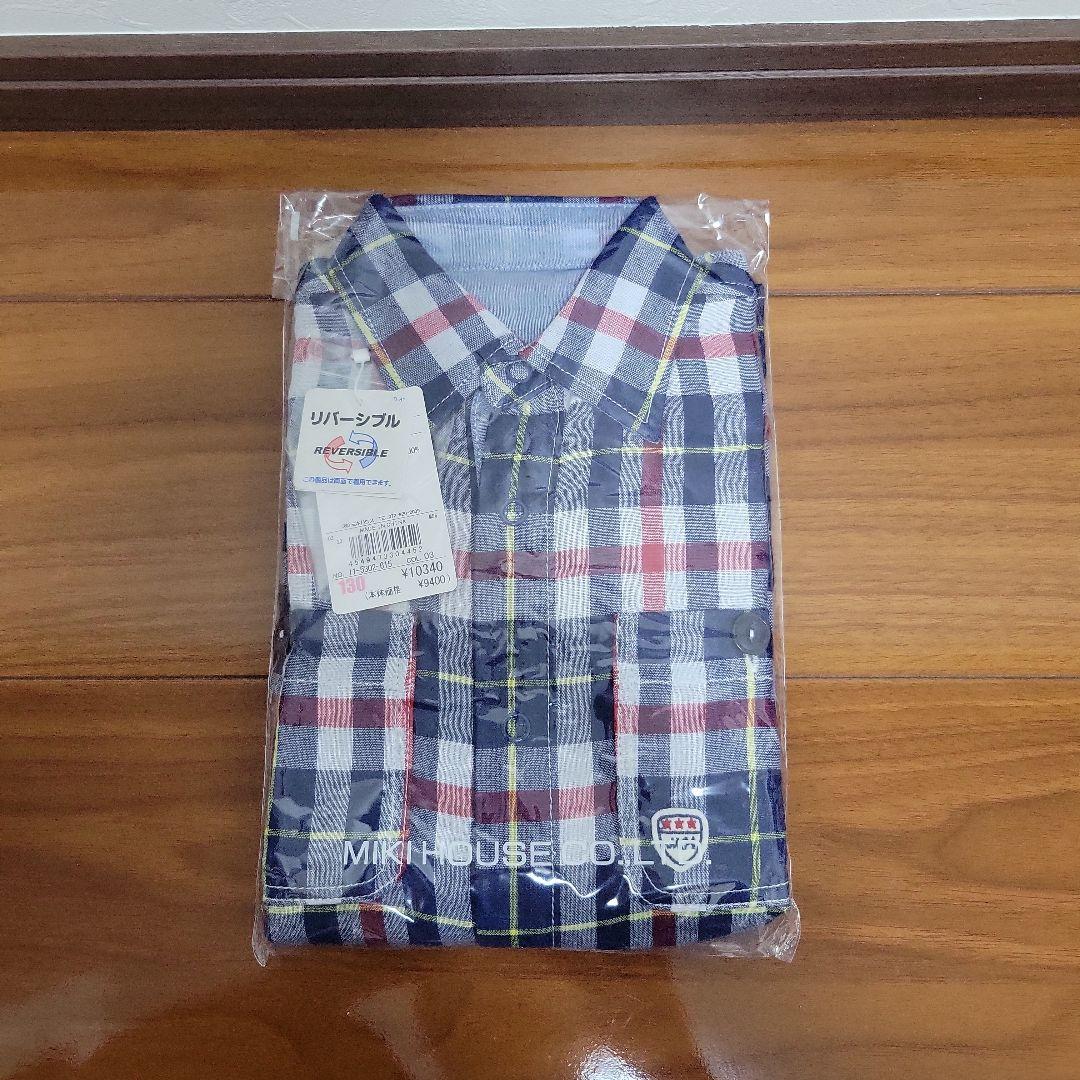 新品　ミキハウス　長袖Tシャツ　チェックシャツ　ロゴデニムパンツ　130