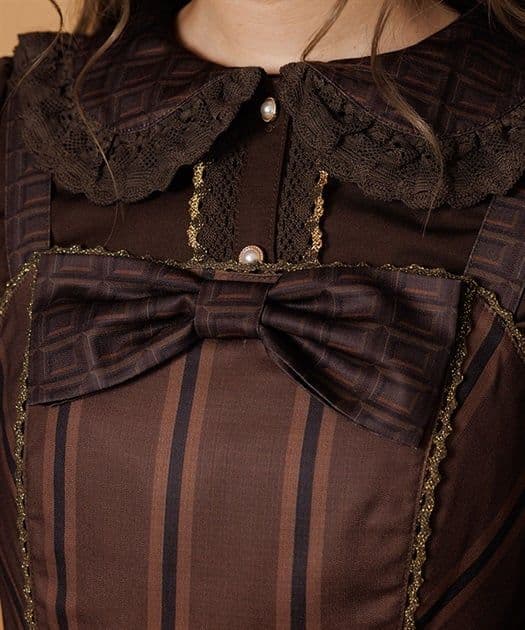 Chalmiere シャルミエール ボンボンショコラ柄ジャンパースカート 茶