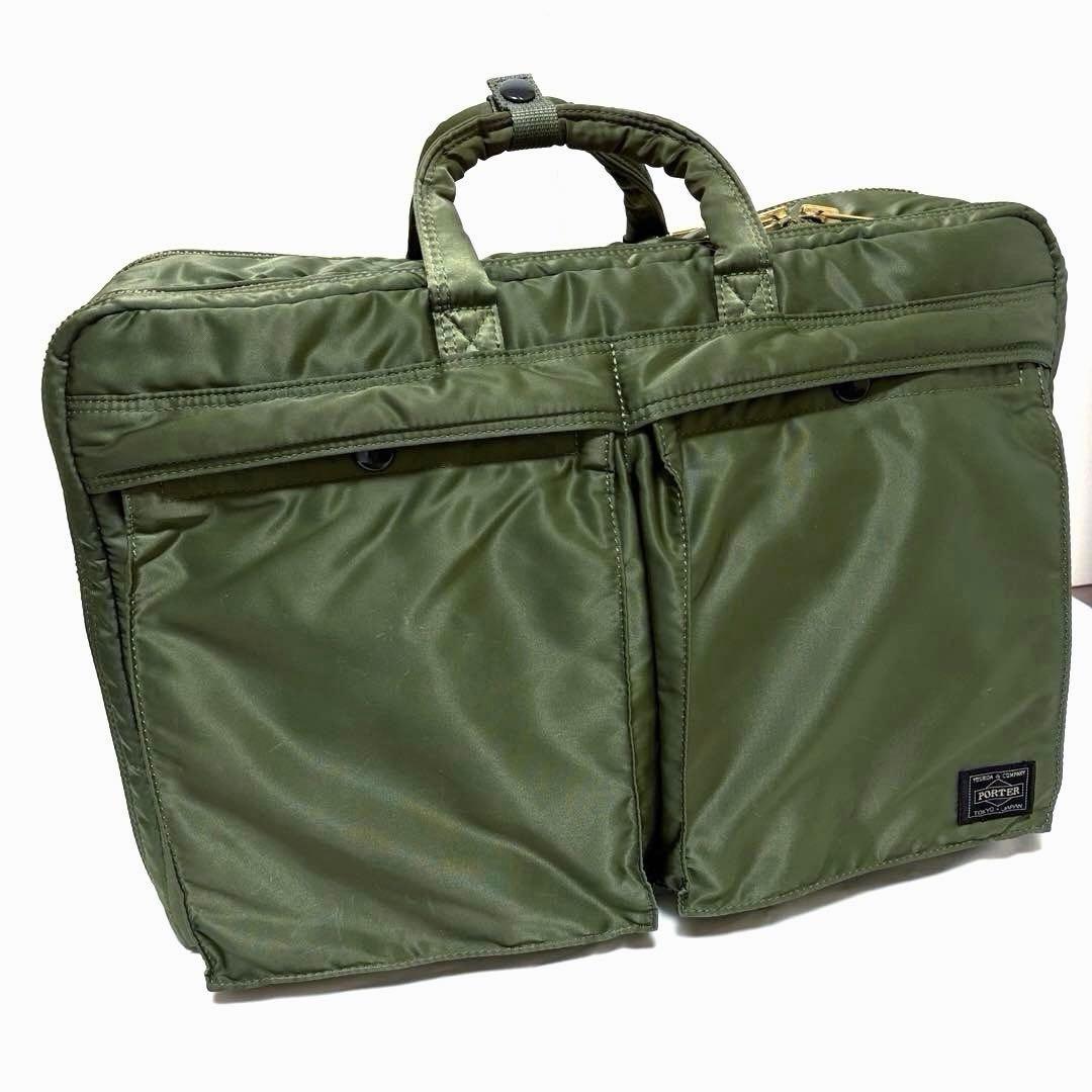 極美品✨希少 ポーター タンカー ビジネスバッグ3way 2層式 A4可 セージ
