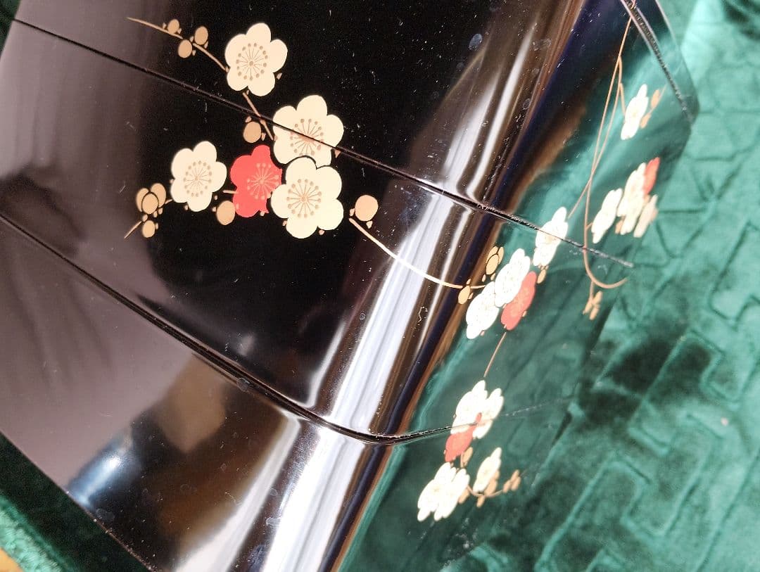 本漆 重箱 梅の花