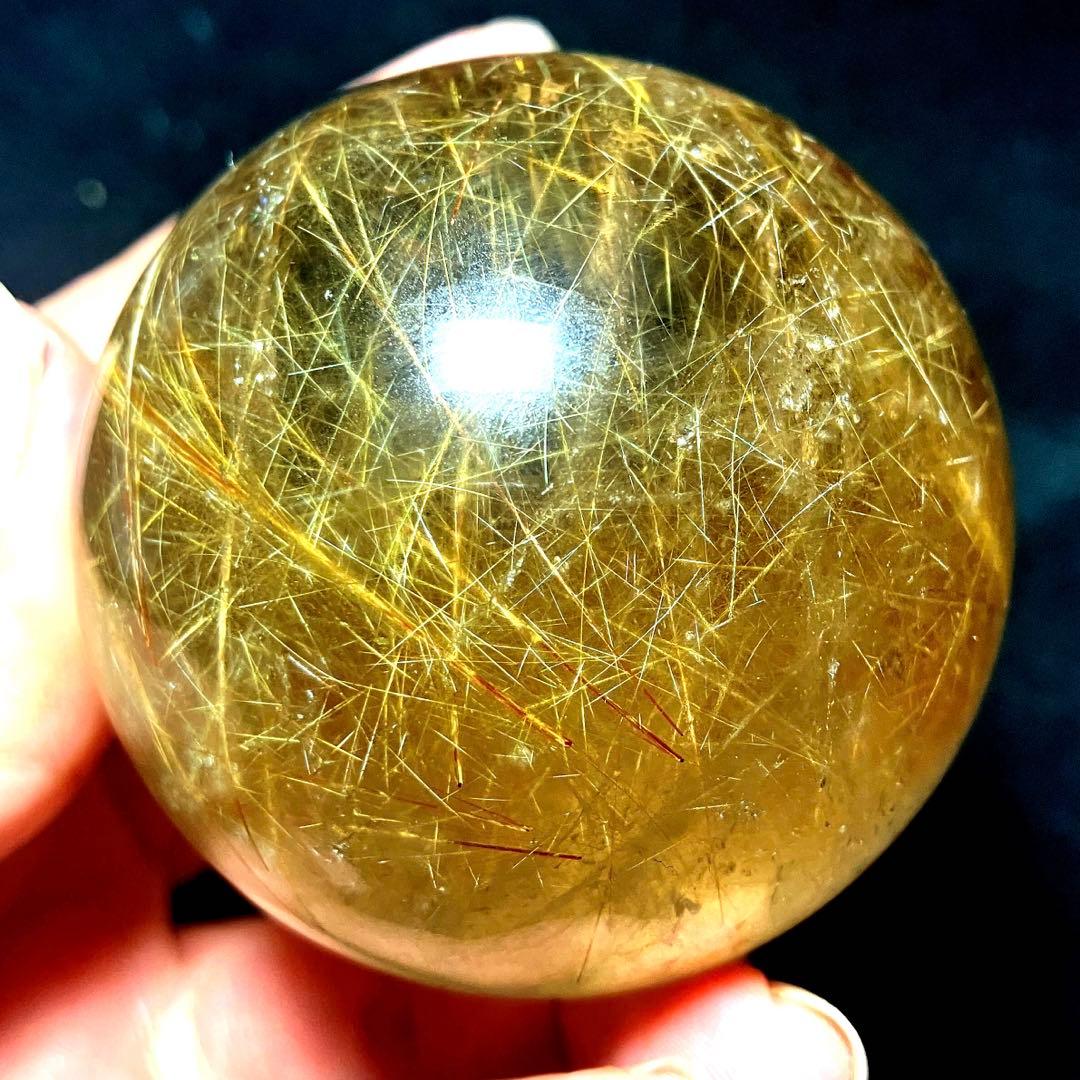 超大玉　60mm ゴールドルチルクォーツ　丸玉　スフィア　金針水晶
