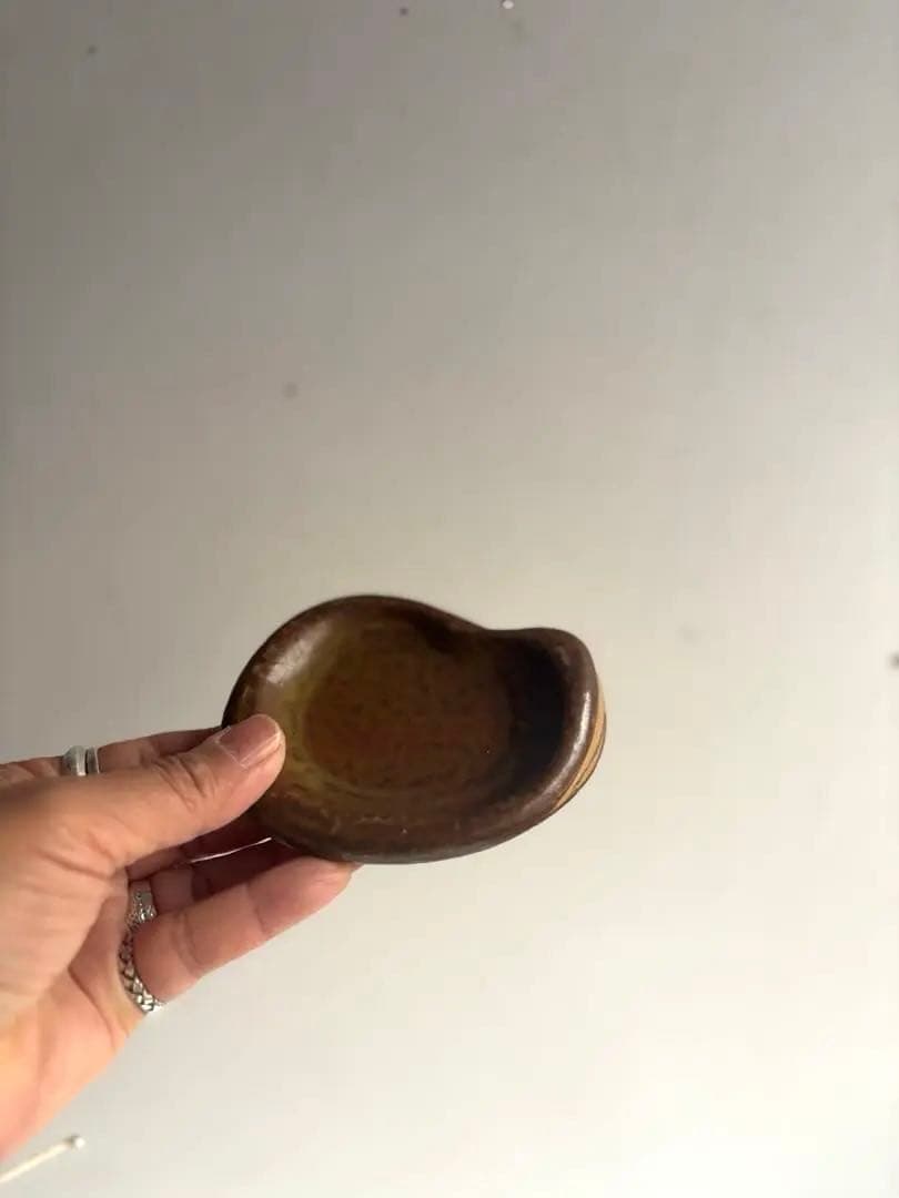 813 民芸 備前焼 作家作品 銘有 ヴィンテージ 豆皿 そら豆型小皿 5枚組