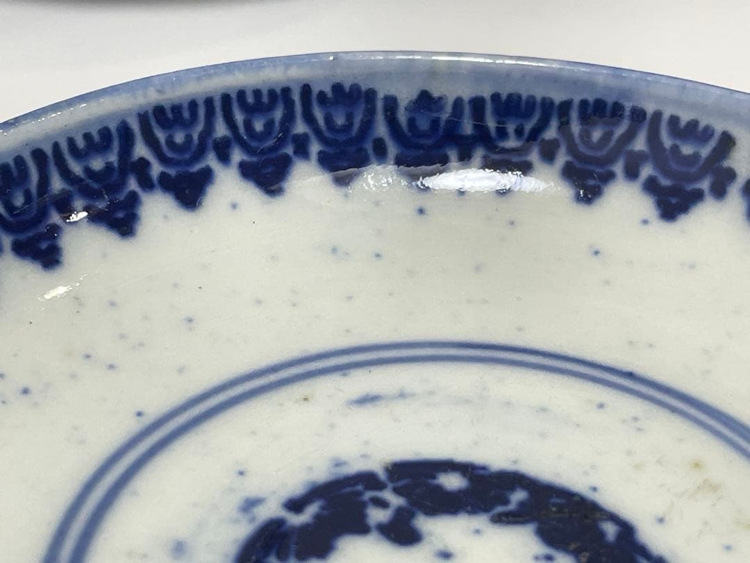 古伊万里 染付 花唐草模様 レトロ 明治 蓋付き 茶碗 8客 蓋9客