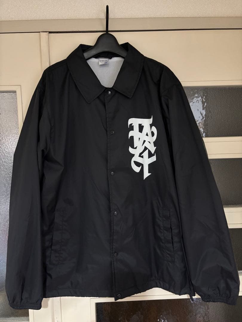 FACT ブラック コーチジャケット 白ロゴ L