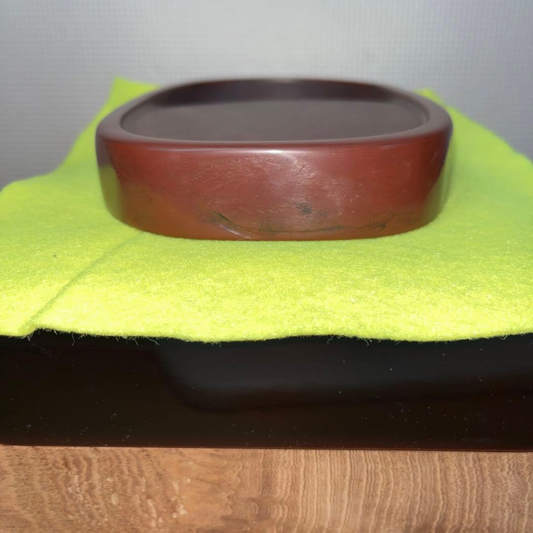 ⭕️岩手県　紫雲石硯　4代　佐藤鐡治　小判型硯　希少　姿が美しい　記念品