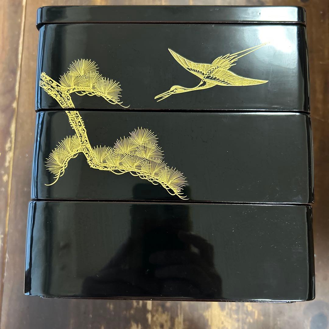 輪島塗　沈金　高級漆器　三段重　鶴　富士　松　会津塗　山中漆器　伝統工芸　天然木