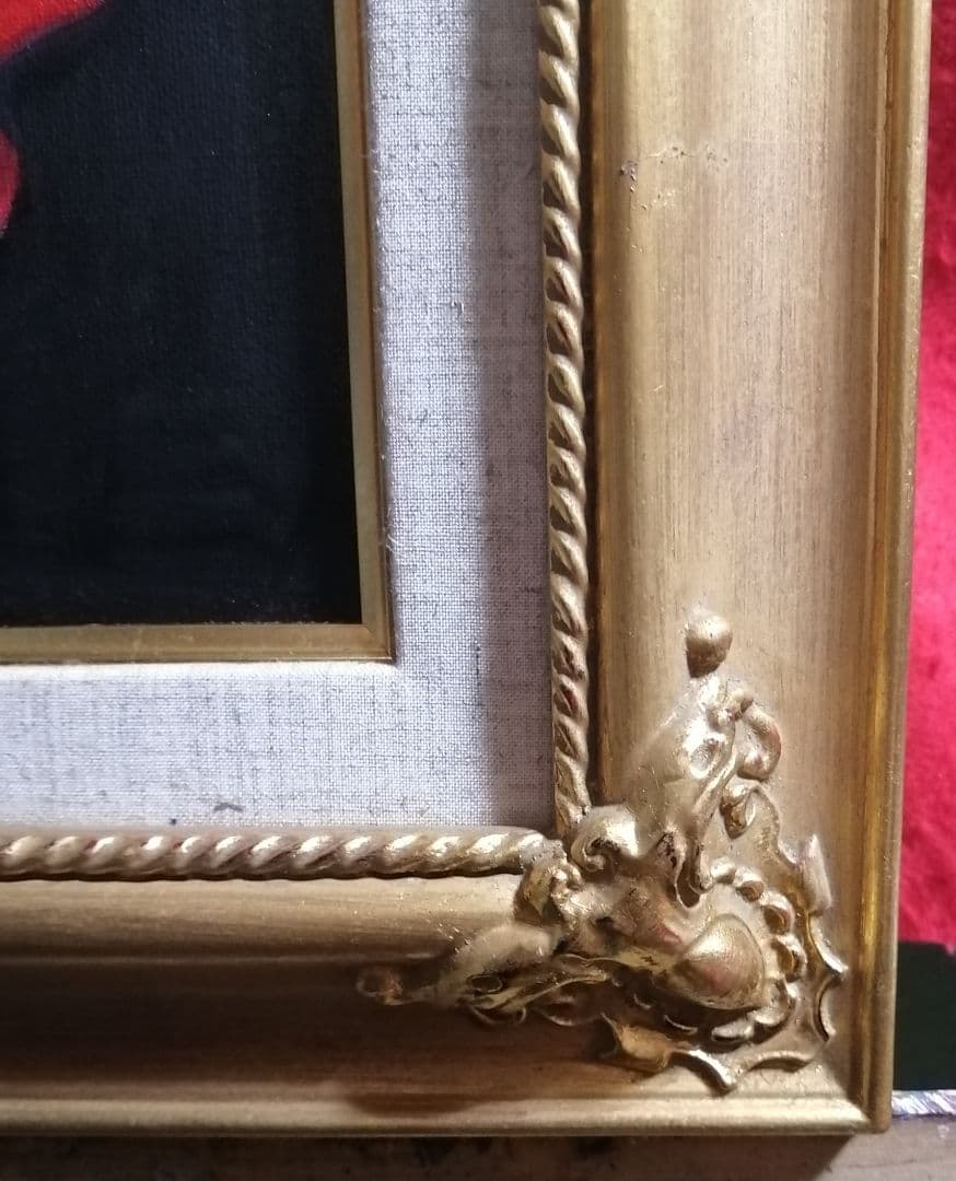 絵画　油絵　額縁　キャンバス　薔薇 ローソク　原画